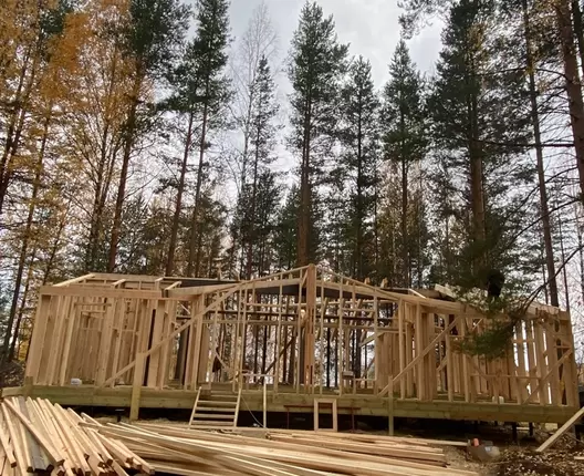 Одноэтажный каркасный дом 15х9 м