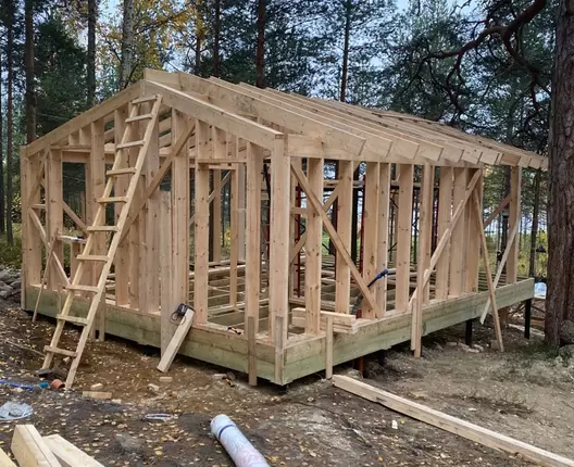 Одноэтажный каркасный дом 8х6 м