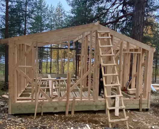 Одноэтажный каркасный дом 8х6 м