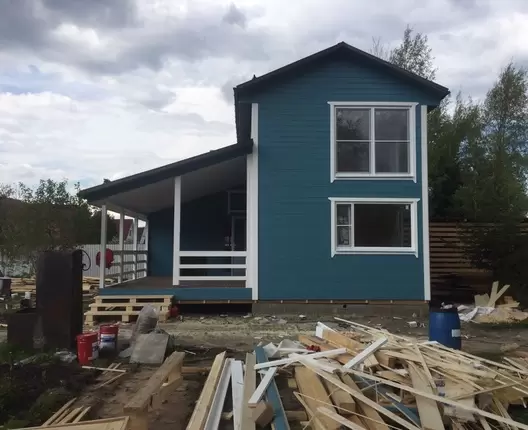 Полутораэтажный каркасный дом-баня 8.5х8.5 м