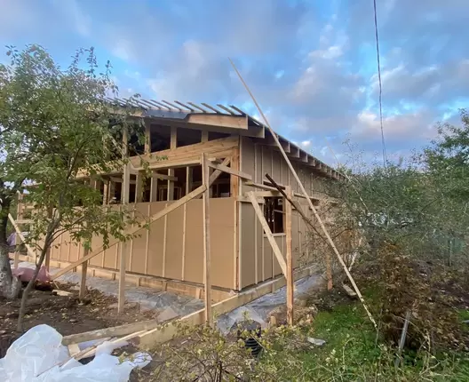 Одноэтажный каркасный дом 10х9 м