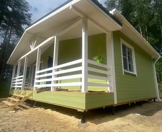 Одноэтажный каркасный дом 9х7,5 м