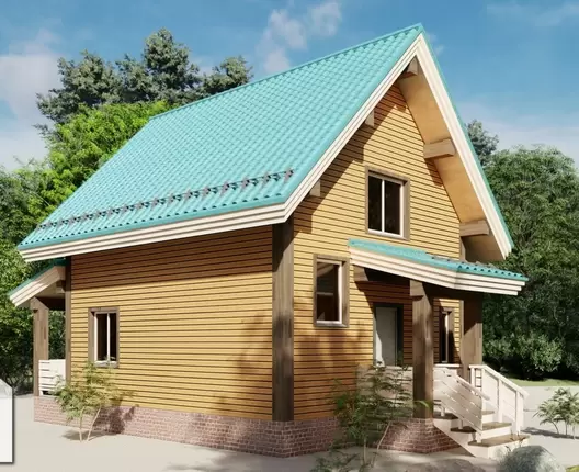 Полутораэтажный каркасный дом 10х6 м