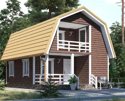 Полутораэтажный каркасный дом 8х6 м